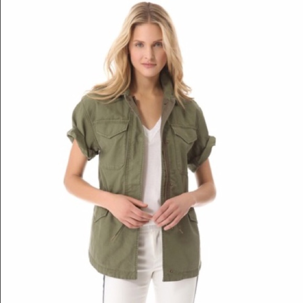 Club Monaco Short Sleeve Army Green Jacket